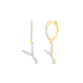 1/6CTW-DIA NK GIFT INITIAL "Y" DANGLING EARRING